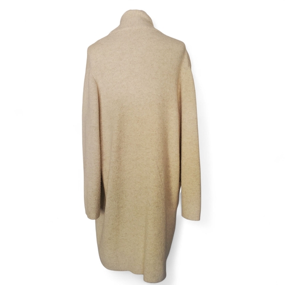 VINCE Bouclé Oatmeal Wool/Alpaca Blend Brushed Knit Long Cardigan Sweater SZ L - Picture 5 of 14